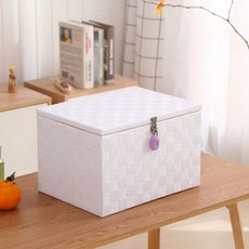 목재 잠금형 수납함 자물쇠 박스 열쇠 초콜릿 투명 문서 대형 금고 상자 보관 함 귀중품 반려용품 생활용품, 퓨어화이트 비밀번호, 1단