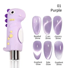 쿠쿠스토어 3in 1 네일 마그넷 도구 러브 하트 캣아이 더블 라인 문 스네이크 패턴 프렌치 UV 스틱 매니큐, 05 HJ-NAT271-Purple