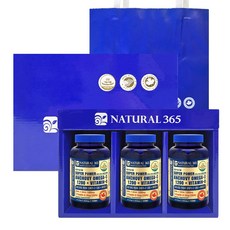 [내츄럴365] 선물세트 캐나다 슈퍼파워 엔초비 오메가3 1200 비타민D 쇼핑백증정 (총3병-9개월분), 1세트, 270정