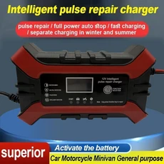 XL 스팟 상품 12V6A 스마트 배터리 충전기 시동정지 유럽 규정 풀 스톱 역방향 보호 납축전지, 01 12V용, 03 AU, 04 Red