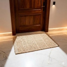 FURNISHFUL FINESSE 황마 면 손으로 짠 천연 농가 부분 러그 거실 침실 주방 복도 입구용 - 소박한 빈티지 보헤미안 장식 (61 x 91.4cm(2 3피트) 황마