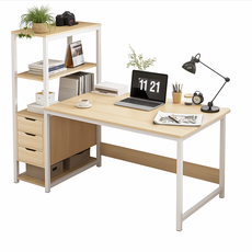 好的家居 簡約側櫃書桌 可左右交換 側架書桌 側櫃電腦桌 書桌電腦桌 側櫃辦公桌 電腦桌 書桌 辦公桌, 三抽120CM, 【白橡木】