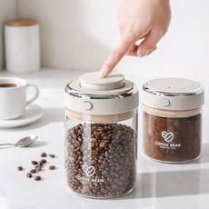 ROYAI ONE 유리 원두 보관용기 커피원두 밀폐용기 잡곡 견과류 간식 보관통 날짜기록 보관용기, 1개, 1100ml