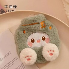 防爆灌水熱水袋暖宮暖手暖水袋可愛卡通學生版熱敷毛絨註水暖寶寶, 淡黃色,金錢包350ml【伴手灌水款】, 1個