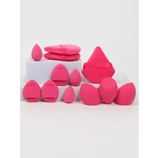 다목적 메이크업 스폰지 세트 루즈 파우더 퍼프 3 개 미니 에어 쿠션 뷰티 12 피스, 10 로즈 레드