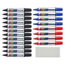 모나미 보드마카 혼합 20본 + 지우개 세트, 흑색, 청색, 적색, 2세트