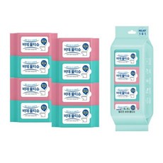 캐리온 오가닉 안심 휴대용 미니 비데 물티슈, 8세트, 8매, 60g