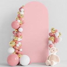 워크시어 7.2피트 웨딩 아치 배경 커버 스판덱스 맞춤형 흰색 원형 상단 치아라 생일 파티 행사 연회 장식, 6 FT, Blushing Pink