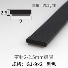 密封條 門窗密封條 防撞條 防風塵條 隔音條 自粘密封條, 1個, 黑色 1米價 ,I型 9mm寬x2.8mm高