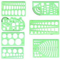 SenseYo 3팩 드로잉 템플릿 스텐실 기하학적 스텐실용 원형 템플릿 플라스틱 투명 스텐실 건축 용품 공부 디자인을 위한 제도 도구 124933 7808656758, 7 pcs