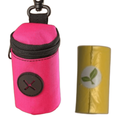 보리네마트 강아지 배변봉투 파우치 가방 케이스+1롤세트 생분해 클립형 디스펜서 산책용 휴대용 풉백 똥츄 아웃도어 쓰레기봉투, 1개, 1개입, 핑크