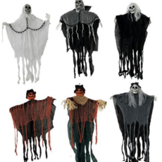 할로윈 해골 장식 인테리어 걸이용 행잉 할로윈 유령 장식 파티 실외장식 바가지 용유령 망토, 그냥해골 회색머리