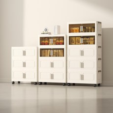 리보아 다용도 접이식 리빙박스 수납장 옷정리 정리함, 아이보리