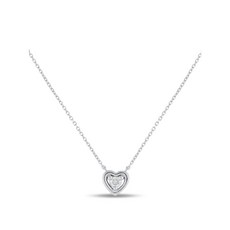 LB 익스클루시브 중고 14K 화이트 골드 다이아몬드 하트 펜던트 네크리스