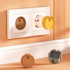 곰돌이 콘센트 안전커버 실리콘 보호캡 감전방지 안전 bes+0026We, 곰돌이-콘센트안전캡_블랙