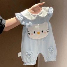 Hello Kitty 嬰兒連體衣 夏季薄款無袖背心哈衣