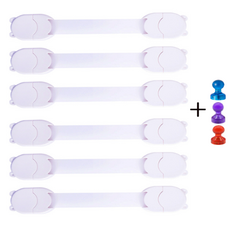 小熊造型櫃門安全鎖 6入+冰箱磁鐵 3入, 1組