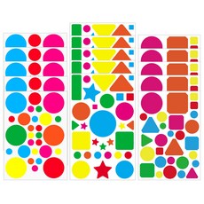440pcs 도형 원형 사각형 삼각형 별 스티커, 1세트, 혼합(S5186) 15장 440PCS