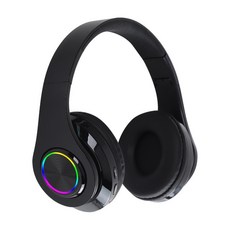 PYHO LED 발광 무선 블루투스 헤드셋 저음 향상 + 접이식 + 고음질 헤드폰, 블랙