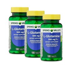 스프링밸리 엘 글루타민 500mg 머슬 헬스 Spring Valley L-Glutamine, 3개, 100정