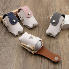 골프공 파우치 휴대용 벨트 라운딩 골프공 주머니 수납 가죽 용품 고정 합성 캐디 피혁, 핑크