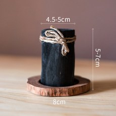 Juhan 753 천연 숯 미니 화분 트레이 환경 보호 탈취 정화 공기 장식 장식 고기, 큰, 천연 숯 화분 + 원목 쟁반, 1개