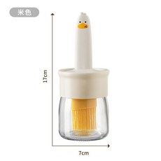小鴨造型矽膠油刷壺，烘焙燒烤刷油瓶, 1個, 米色小鴨