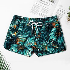 男款速乾沙灘褲帶內襯 寬鬆平角休閒五分褲 海邊衝浪褲