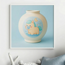 세잔느화실 새해선물 아기말 그림 5종 아이방 꾸미기 그림액자 말그림 달항아리 감성 인테리어 2026 병오년, 화이트메탈액자 (24x24cm)