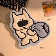 CP 臺灣發貨 可愛小狗擦手巾掛式超強吸水加厚毛巾手帕珊瑚絨手巾廚房衛生間, 1個, 藍色揹包狗