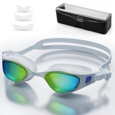 HayBaroda 수영 고글 - 김 서림 방지 자외선 차단 누출 편안한 핏 와이드 뷰 여성 남성 성인 청소년용펄 화이트 [호환], White