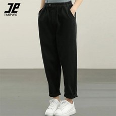 타임퓨어 여성 9부 밴딩 배기팬츠 루즈핏 빅사이즈 날씬해 보이는 배기바지 키작녀 봄가을 벌룬팬츠