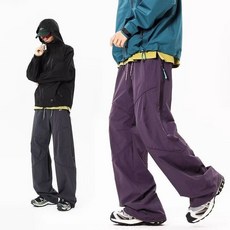 美式機能風戶外滑雪褲男春秋季衝鋒褲子，寬鬆耐磨防風防水工裝褲