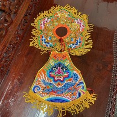 媽祖用 肚兜披肩 橘色 精繡凸棉 南式車繡 天上聖母 寶寶外出平安, 1個