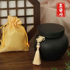 호금사-소금 단지 현관 풍수 항아리 (개업 집들이 선물 추천 현관문 인테리어 미니 소품), 흑색