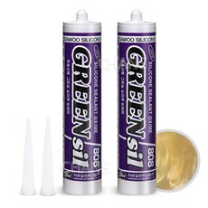 무초산형 실리콘 골드 금색 1세트 노즐포함 샷시 건축물 유리 글레이징 창호 실링 금색실리콘, 2개