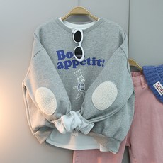 달콩 여성 기모맨투맨 겨울티 브래드빵떡오버핏맨투맨(기모)