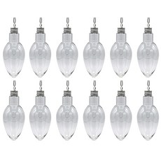 Creative Hobbies 투명 플라스틱 채울 수 있는 전구 장식품 나사 캡과 행거 코드가 14cm(5.5인치) PET 펫 - 12팩 310982