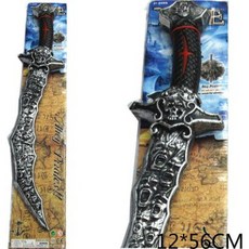 洋洋小品手持武器-海盜刀彎刀骷髏刀 萬聖節服裝聖誕節舞會表演生日派對cosplay角色扮演裝扮道具寶劍, 1個, 銀色