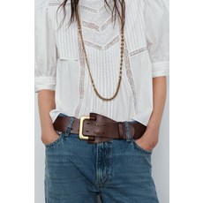 자라 ZARA 100% 레더 벨트 PIN 버클 - 브라운 3419072