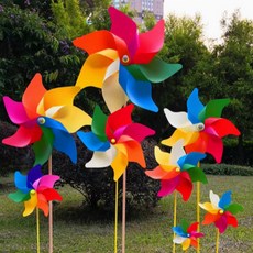 DIY 바람개비 만들기 세트 초등 미술 교구 캐릭터 그리기 카네이션 행사용 머리띠, 1개, 26CM 네잎 단색 바람개비 막대포함