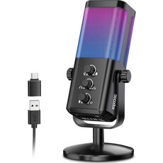 Socodox 게임 채팅 밸런스가 있는 USB 게이밍 마이크 노이즈 캔슬링 기능이 RGB 콘덴서 빠른 음소거 및 모니터링 스트리밍/디스코드/트위치/팟캐스트/비디오/ASMR용