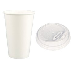 16온스 무지 종이컵 + 백색 개폐 뚜껑 세트, 1개, 1000개