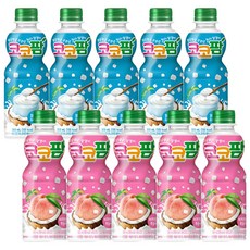 해태 코코팜 페트 음료 화이트요구르트+피치핑크복숭아 각 5개씩, 10개, 300ml