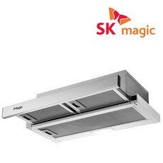 SK매직 가스렌지 후드 씽크대 레인지후드 LED램프등 브릿지 소화기 연결형 RHD401B, 슬라이드형/실버, 고객직접설치