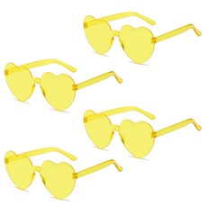 올리브파티 하트 안경 선글라스 파티 용품 안경 선글라스 파티 용품, 4개, 레몬