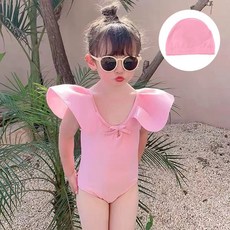여아수영복 아동 원피스 수영모자 세트