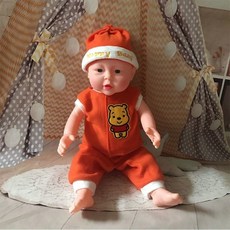 실리콘 아기 인형 교육용 신생아 모형 돌봄 연습 가정 학습용 인형, 음성 기능 없음, 52cm풀글루여성용(오렌지)