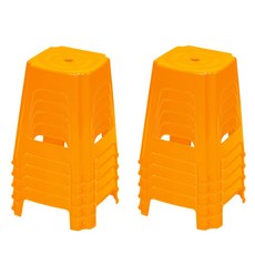 플라스틱의자 사각의자 야외의자 행사 편의점 포장마차 간이용 보조 10개, 옐로우