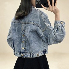 조에온 여성 봄 가을 뒤태 패션 청 자켓 A133